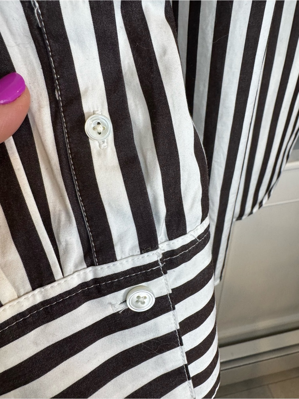 NWT Madewell Relaxed Button-Up Shirt Dark Carob Stripe 100% Cotton M - Picture 11 of 12